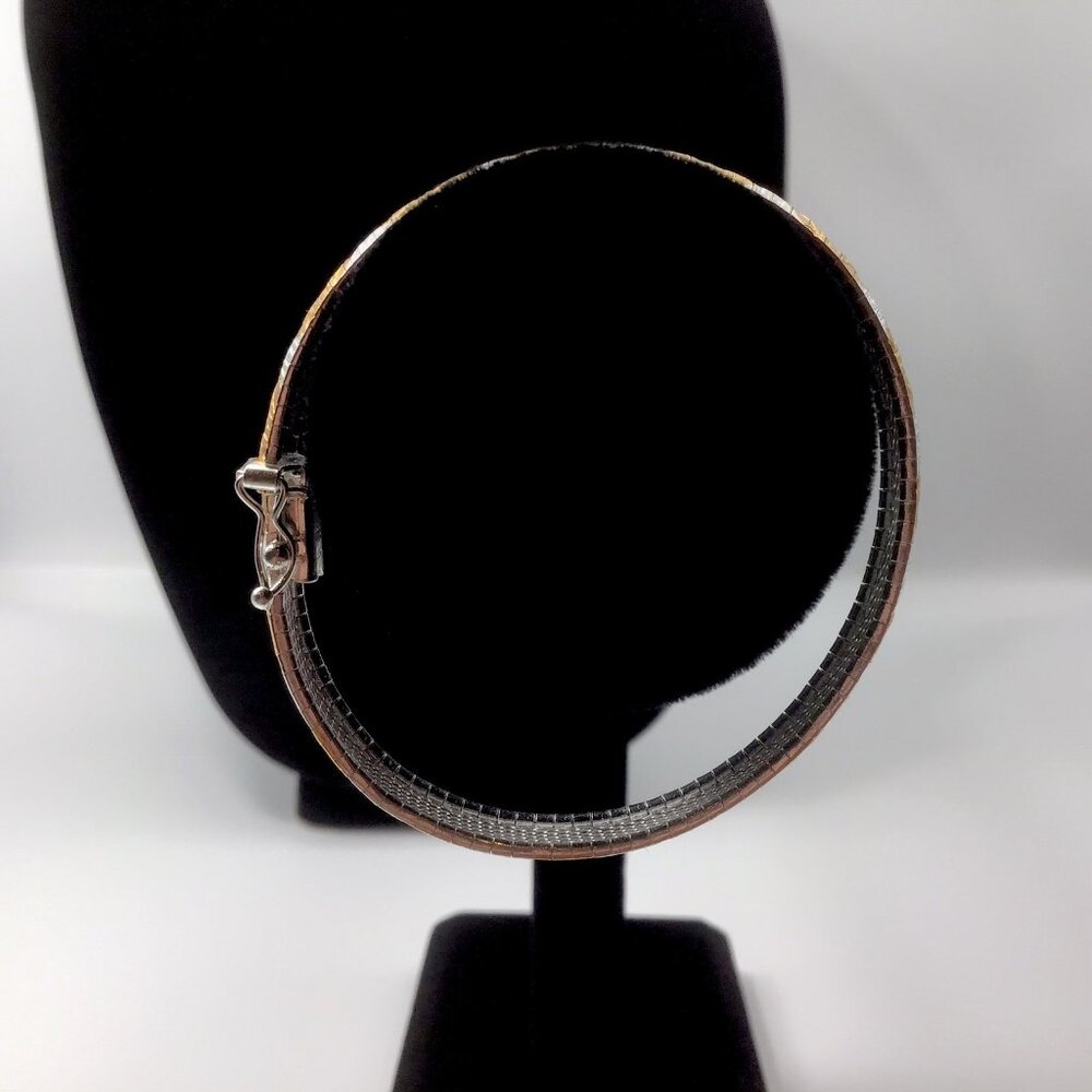 Sterling Silver Two Tone Chevron Pattern Bangle B… - image 2